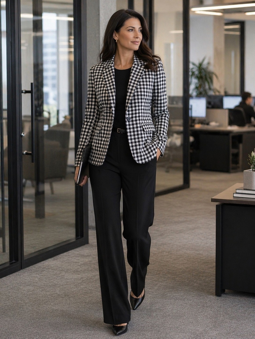 Maurices Black and White Gingham Blazer XS